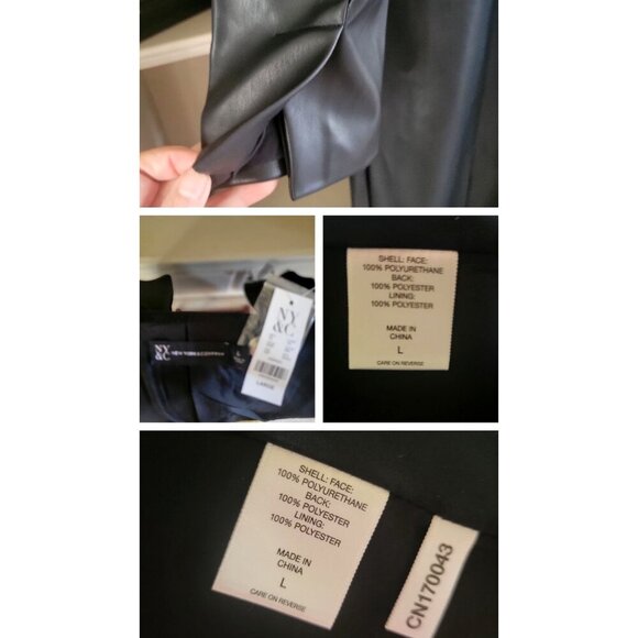 New York and Company Vegan Leather Double Brstd Blazer Dress -L - Picture 9 of 9